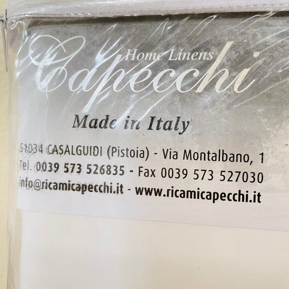 CAPECCHI Luxury ITALY QUEEN Flat Fitted Pillow Sheet Set WHITE Cotton Embroidery - Picture 3 of 6